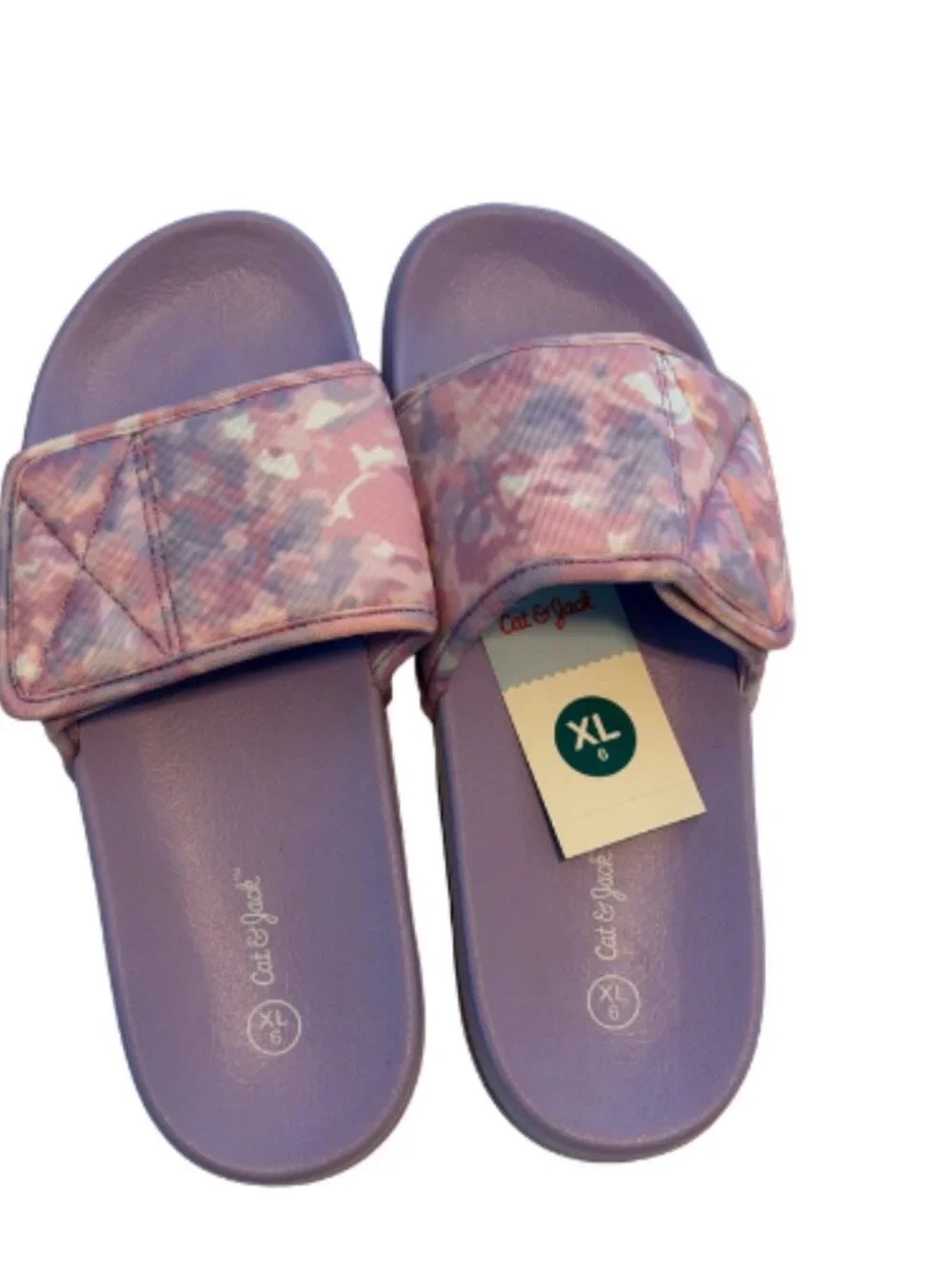Cat & Jack Girls Purple Slide Sandals XL Size 6 Textile Strap Summer